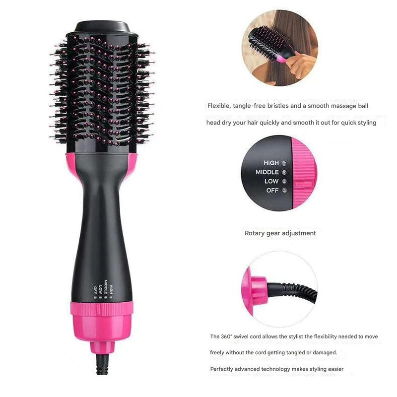 Purple 3-in-1 Hot Air Brush Hair Dryer & Styler - Volumizer, Straightener, Curler