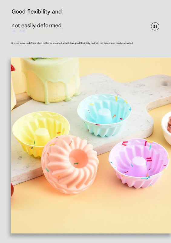 Style 6 Silicone Mini Cake Molds (30 Pack) -  For Cupcakes, Desserts (7x7x3.2cm)