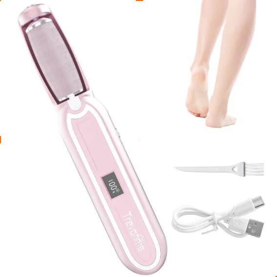 Pink Rechargeable Electric Callus Remover - 3 Speeds, LCD, for Smooth Feet