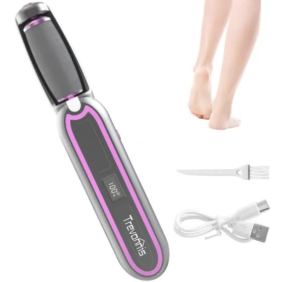 Gray purple Rechargeable Electric Callus Remover - 3 Speeds, LCD, for Smooth Feet