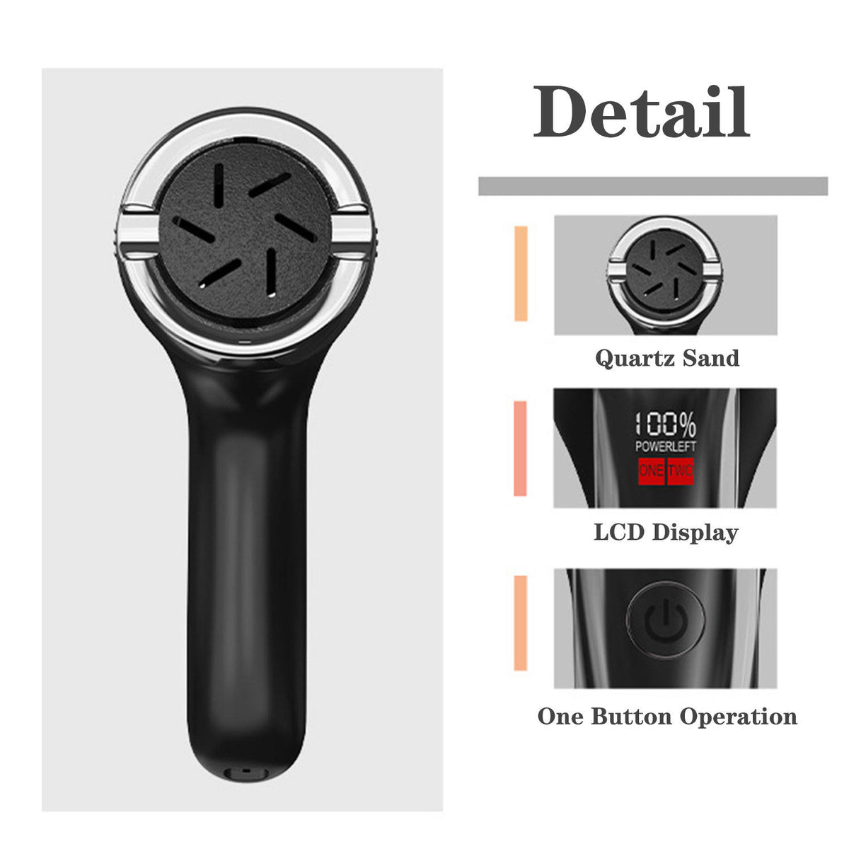 Black Rechargeable Electric Foot Grinder with Suction - Complete 10-Piece Pedicure Kit