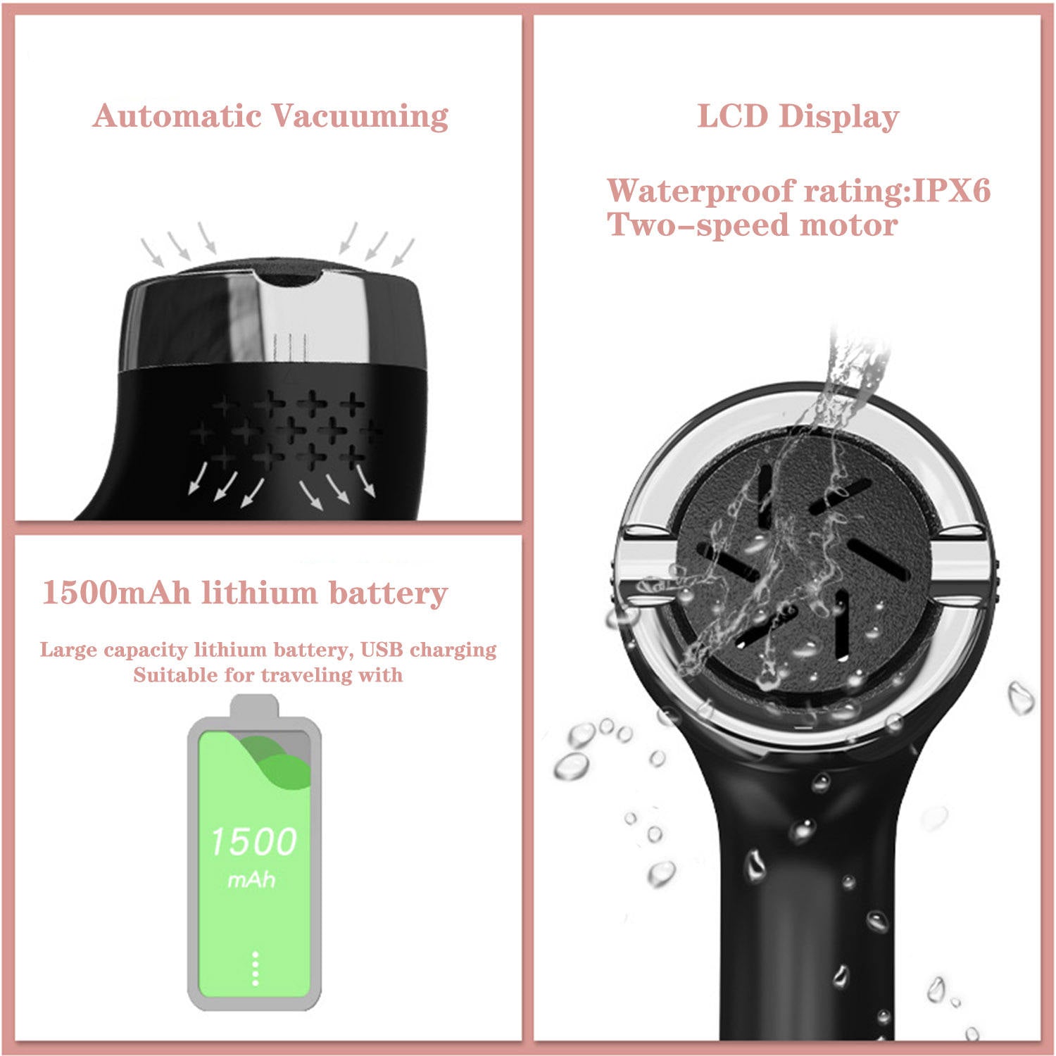 White Rechargeable Electric Foot Grinder with Suction - Complete 10-Piece Pedicure Kit