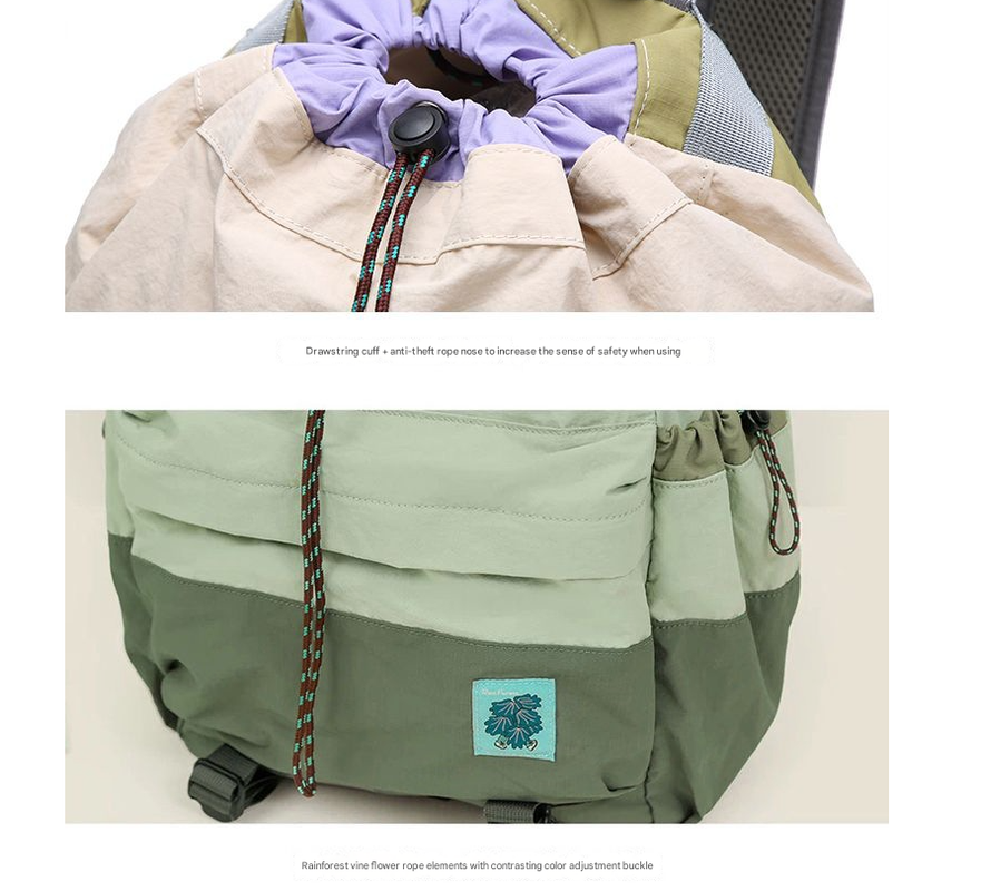 Beige Stylish Lightweight Drawstring Backpack for Women Men Hiking Travel