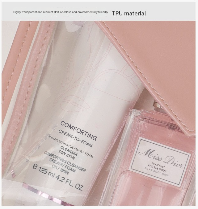 White Chic Envelope Makeup Bag with Transparent Waterproof Design