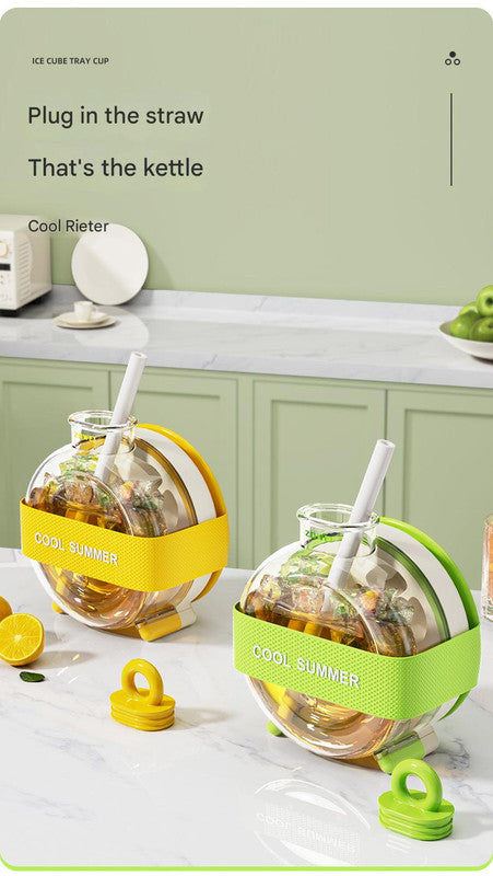 Yellow Portable Press-Release Ice Cube Maker Bottle - Makes 12 Cubes, Doubles as Bottle