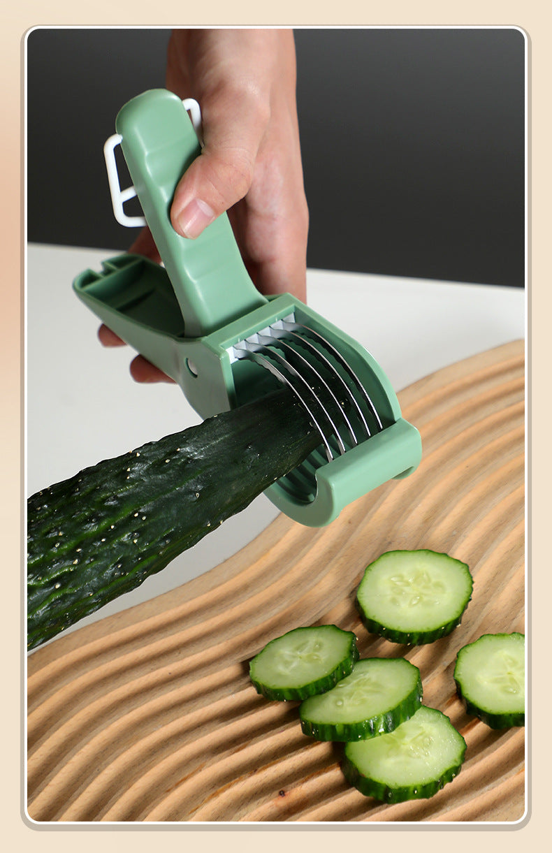2 pcs Green 5-Blade Fruit & Vegetable Slicer for Crinkle Cuts - Kitchen Gadget