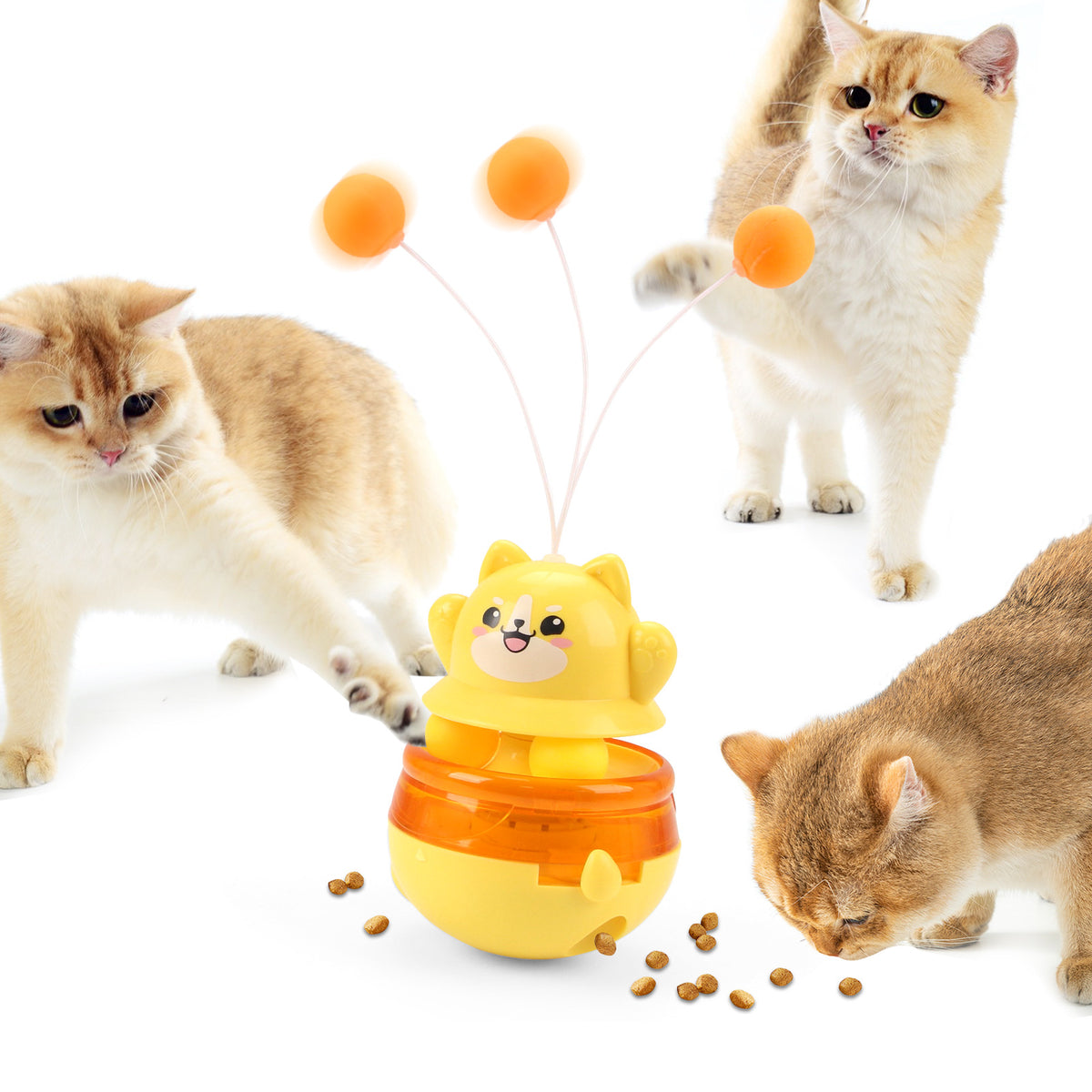 Yellow 3-in-1 Interactive Cat Toy - Tumbler, Treat Dispenser, Track &amp; Teaser Ball