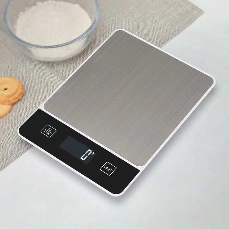 White Digital Kitchen Scale - Stainless Steel Food Scale for Baking &amp; Cooking (10kg/1g)