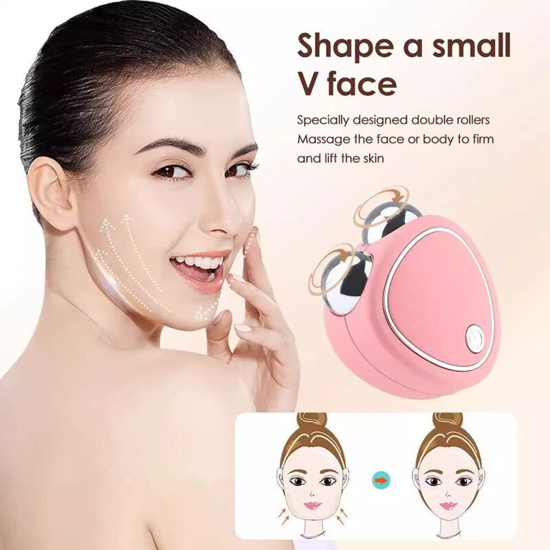 White Microcurrent Face Lifting Massager - Sonic Vibration, V-Shape Sculpting