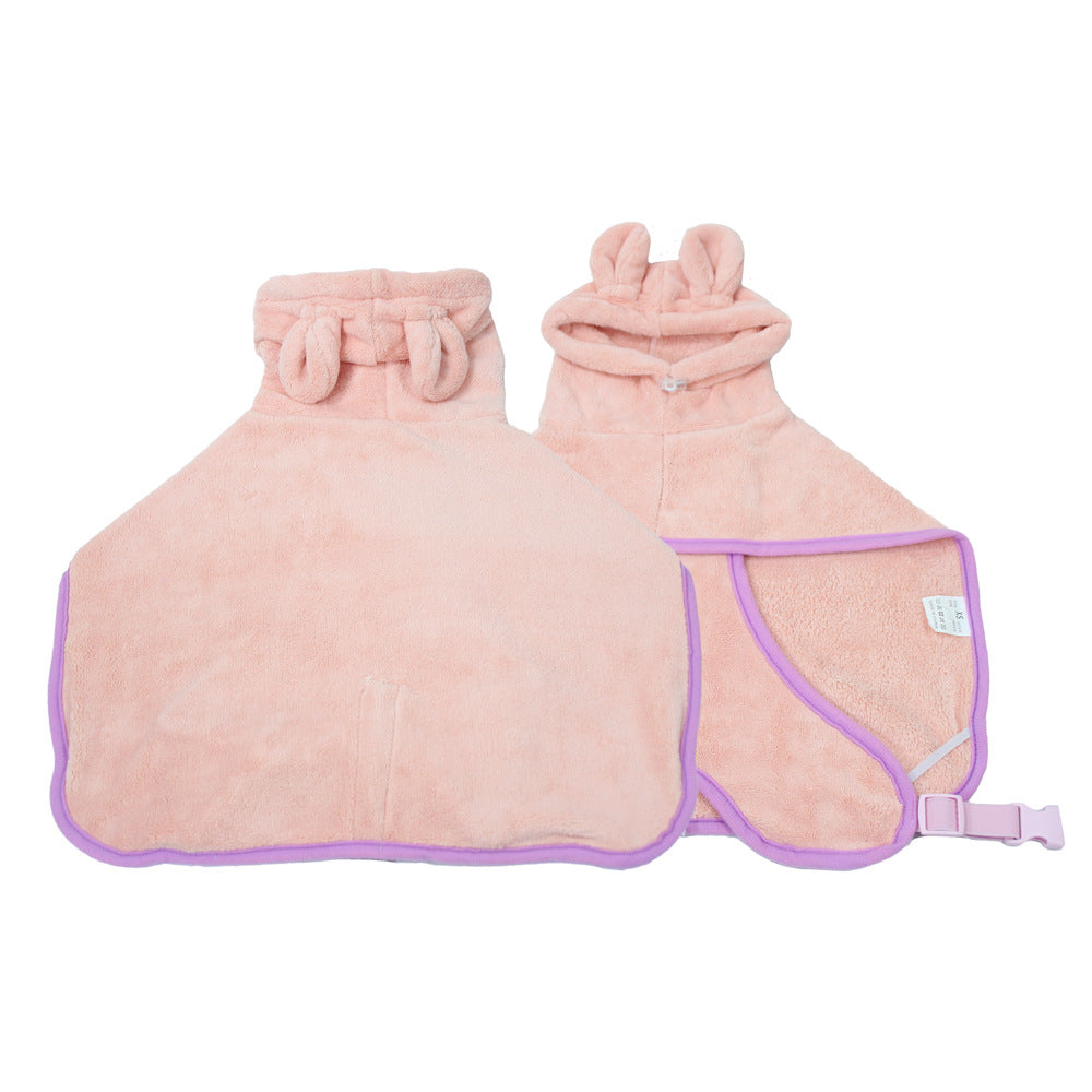 Pink Hooded Dog Bathrobe - Super Absorbent, Adjustable Fit, Cozy Pet Towel (Size : XS)