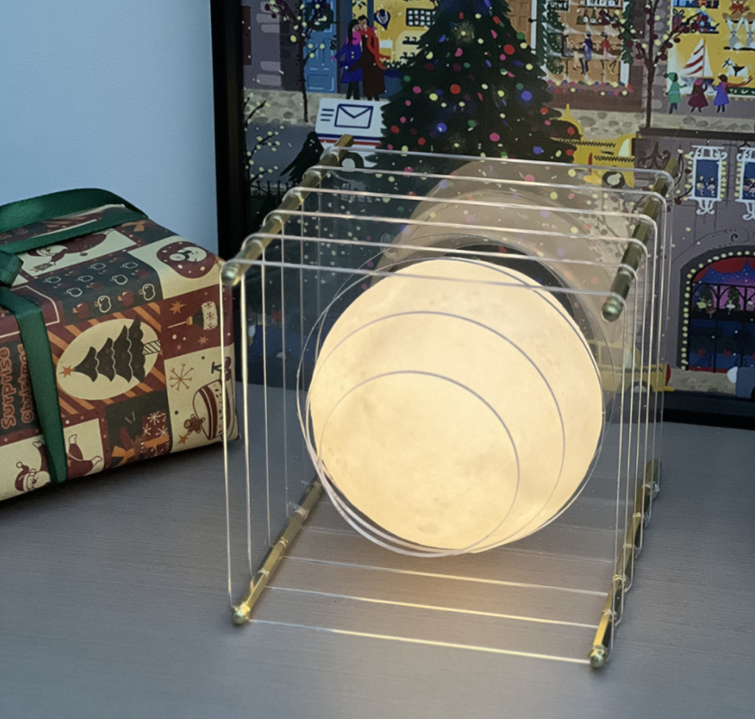 Minimalist Layered Acrylic Moon Lamp - USB Touch Dimmable (Transparent Moon Lamp)