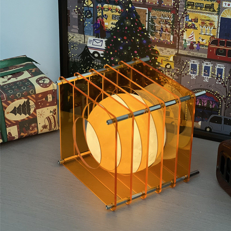 Minimalist Layered Acrylic Moon Lamp - USB Touch Dimmable (Sunset Orange Moon Lamp)