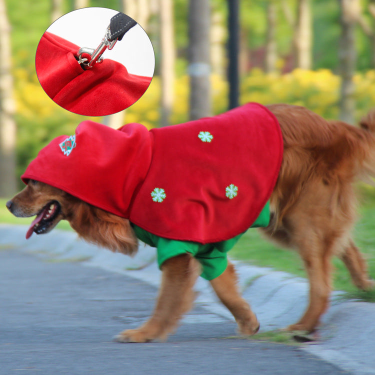Christmas Dog Costume - Festive Hooded Cape & Green Jumpsuit Outfit (Size : 6XL)