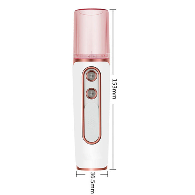 White Dual Nozzle Nano Facial Mister - USB Rechargeable Hydrating Spray