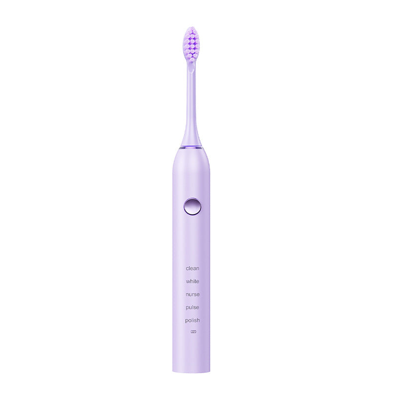 Advanced Sonic Toothbrush: 5 Cleaning Modes, 2-Min Timer, USB Fast Charge, Purple (4 brush heads + bracket + toothbrush box)