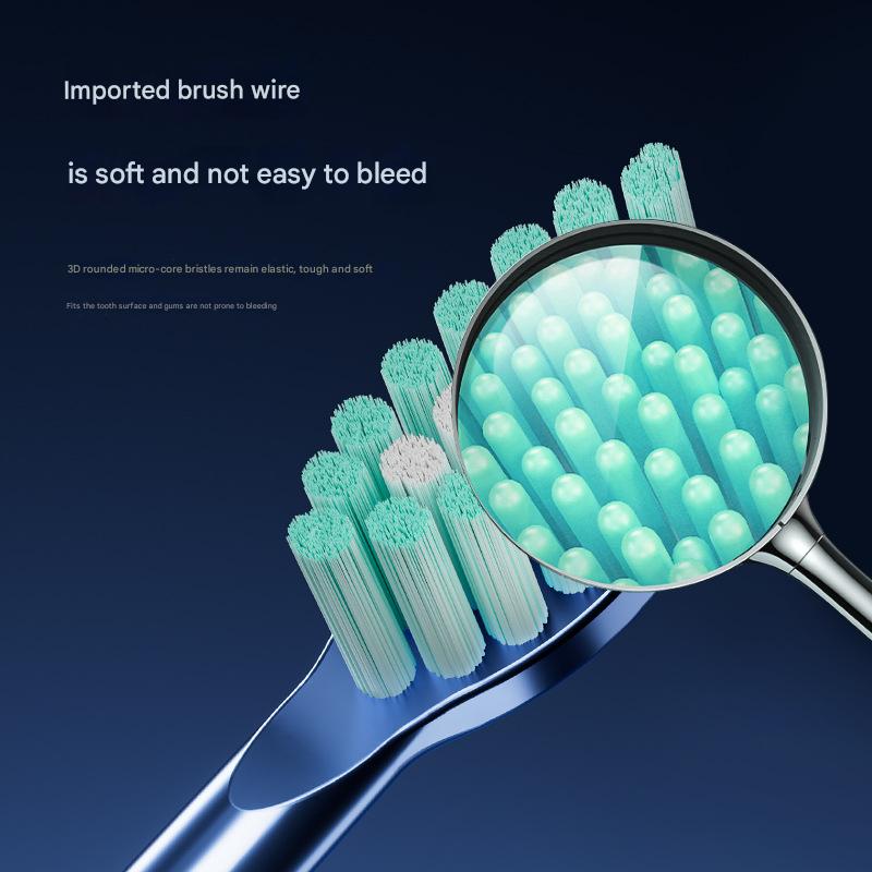 Advanced Sonic Toothbrush: 5 Cleaning Modes, 2-Min Timer, USB Fast Charge, Purple (4 brush heads + bracket + toothbrush box)