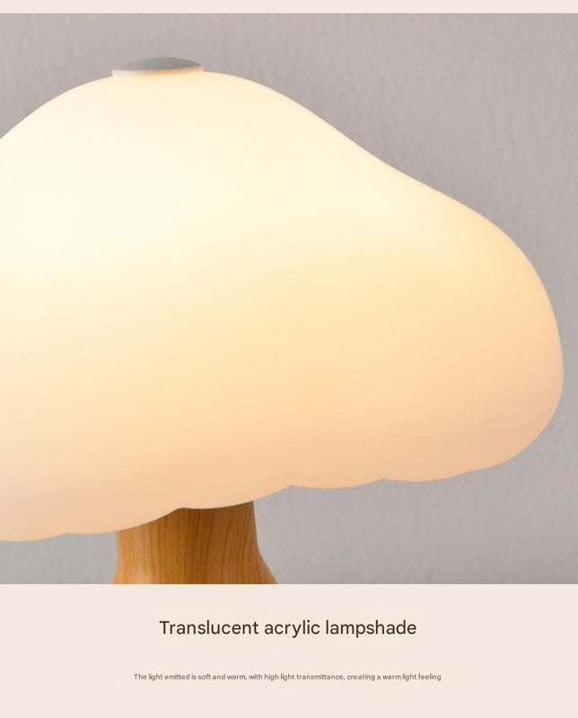 Gray Mushroom LED Table Lamp - Rechargeable, 3-Color Touch Dimmable, USB-C