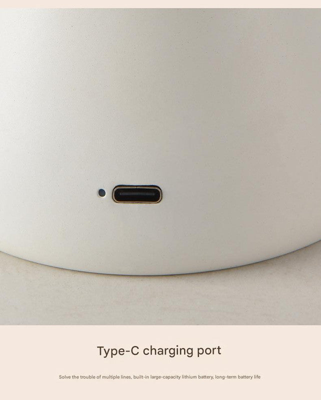 Gray Mushroom LED Table Lamp - Rechargeable, 3-Color Touch Dimmable, USB-C