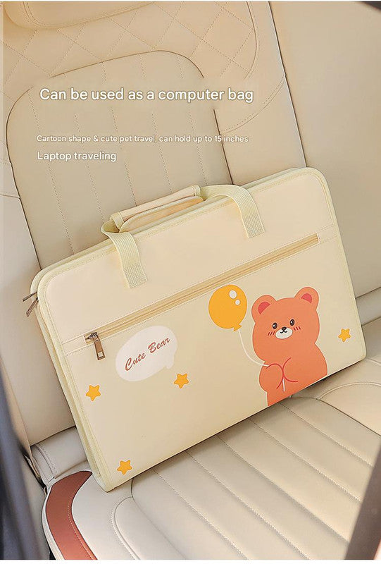 Black Foldable Car Back Seat Organizer Tray - PU Leather Travel Desk with Tablet Holder