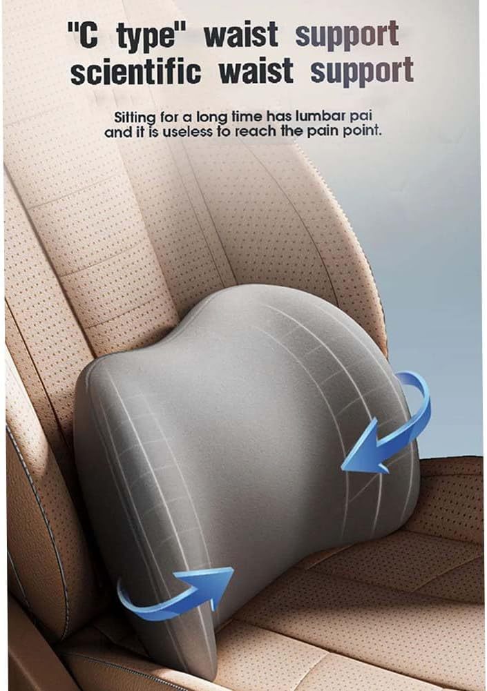 Pink Ergonomic Memory Foam Car Headrest & Lumbar Support Cushion Set - Driving Comfort Neck & Back Pillow