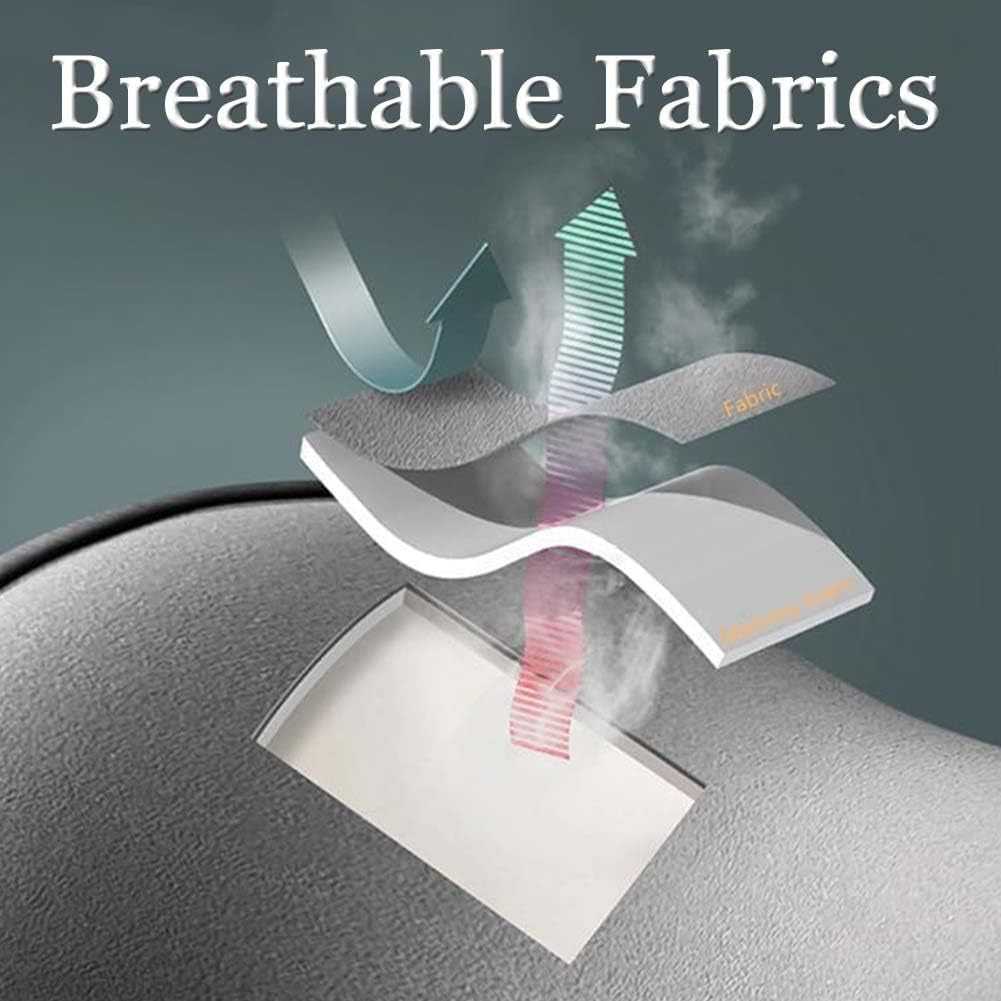 Blue Ergonomic Memory Foam Car Headrest & Lumbar Support Cushion Set - Driving Comfort Neck & Back Pillow