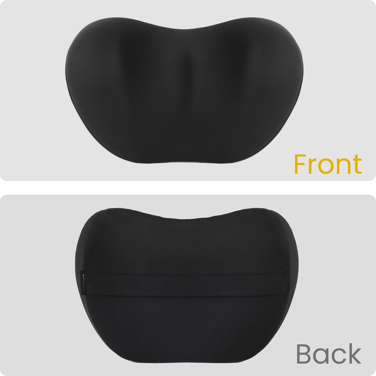 Brown Ergonomic Memory Foam Car Headrest & Lumbar Support Cushion Set - Driving Comfort Neck & Back Pillow