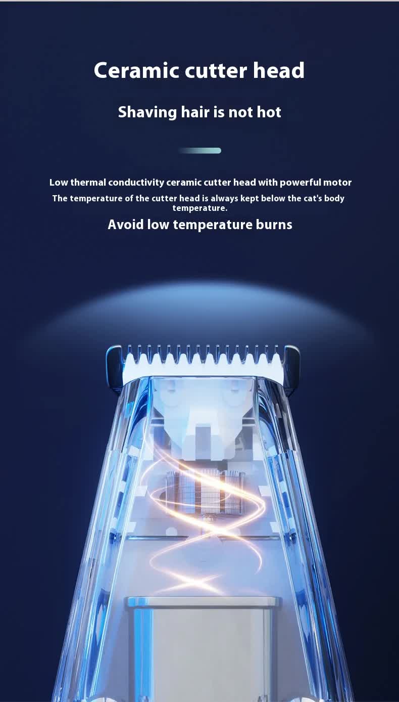 Green Rechargeable Pet Grooming Clipper with Built-in Vacuum - Low Noise Hair Trimmer for Dogs & Cats