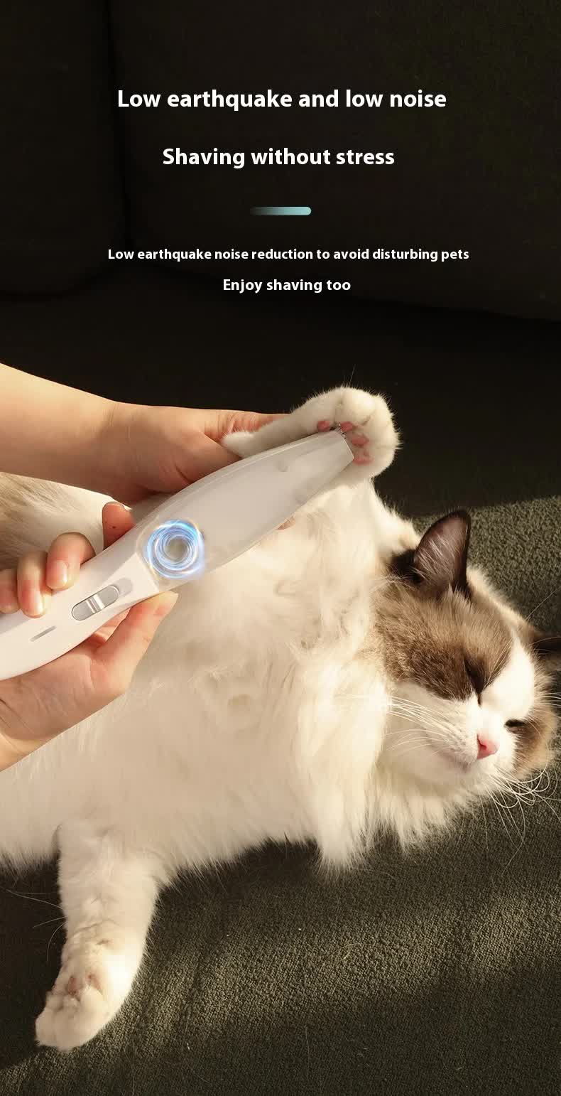 White Rechargeable Pet Grooming Clipper with Built-in Vacuum - Low Noise Hair Trimmer for Dogs & Cats