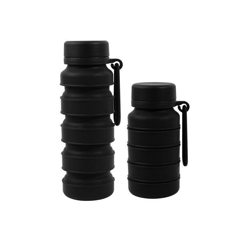 Black Collapsible Silicone Water Bottle - 510ml Portable Food-Grade Travel &amp; Sports Drink Flask