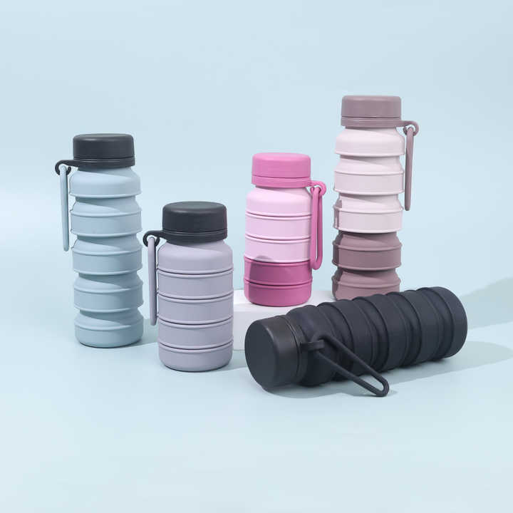 Black Collapsible Silicone Water Bottle - 510ml Portable Food-Grade Travel & Sports Drink Flask