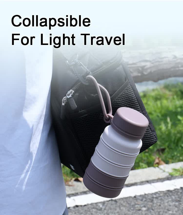 Black Collapsible Silicone Water Bottle - 510ml Portable Food-Grade Travel & Sports Drink Flask
