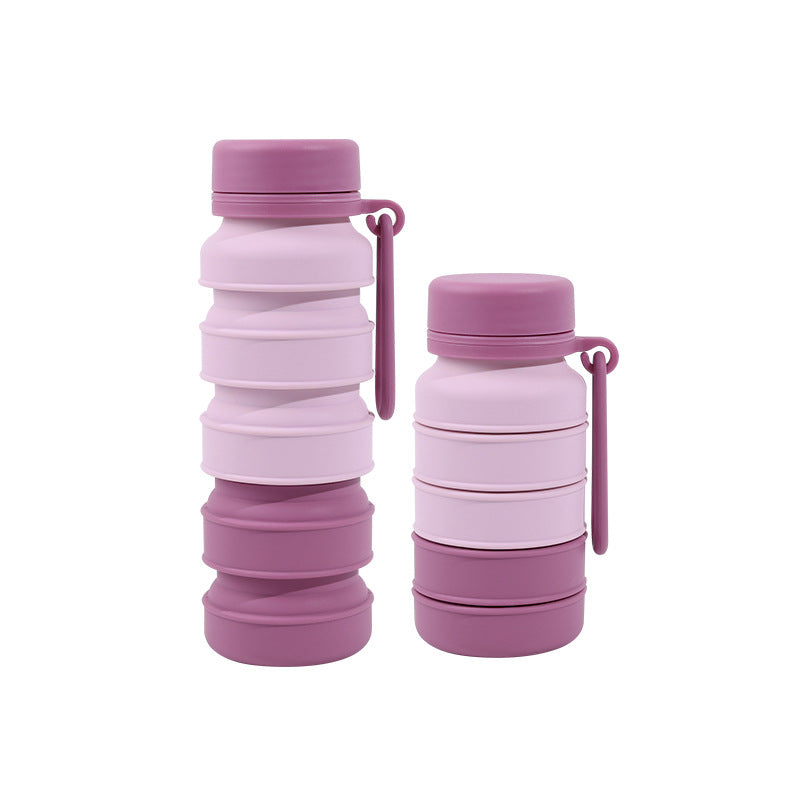Pink Collapsible Silicone Water Bottle - 510ml Portable Food-Grade Travel &amp; Sports Drink Flask