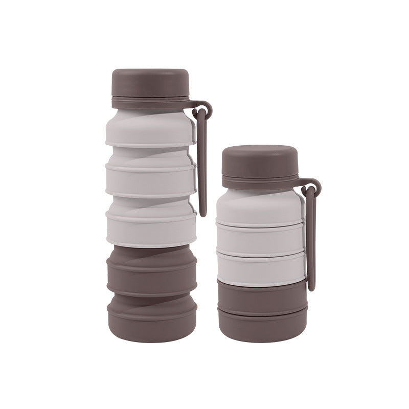 Brown Collapsible Silicone Water Bottle - 510ml Portable Food-Grade Travel &amp; Sports Drink Flask