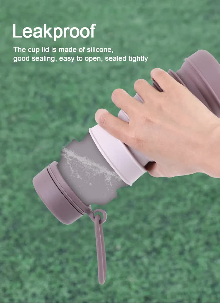 Brown Collapsible Silicone Water Bottle - 510ml Portable Food-Grade Travel & Sports Drink Flask