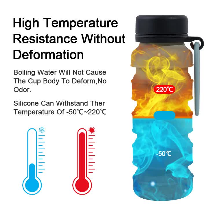 Brown Collapsible Silicone Water Bottle - 510ml Portable Food-Grade Travel & Sports Drink Flask