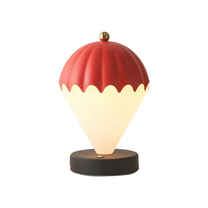 Red Rechargeable Hot Air Balloon LED Touch Lamp - 3-Color Nordic Style Desk Light
