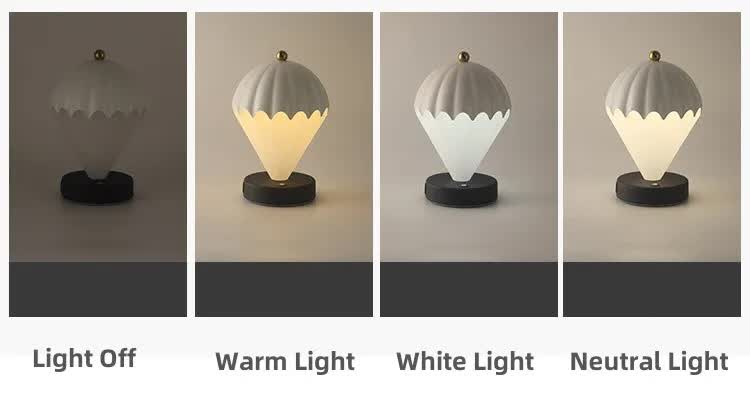 Black Rechargeable Hot Air Balloon LED Touch Lamp - 3-Color Nordic Style Desk Light