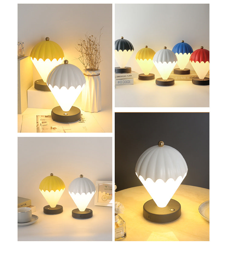 Black Rechargeable Hot Air Balloon LED Touch Lamp - 3-Color Nordic Style Desk Light