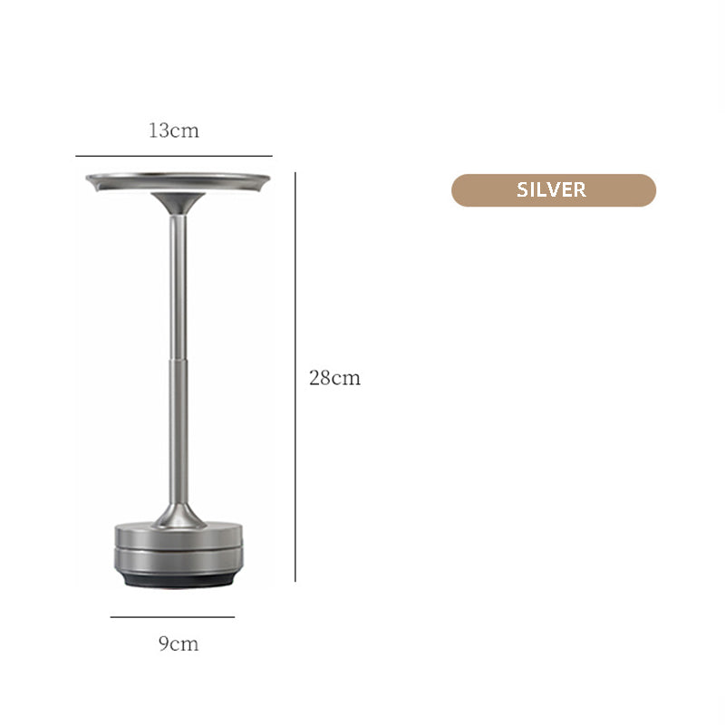 Silver Elegant Aluminum Alloy Rechargeable LED Touch Lamp - 3-Color Dimmable Cordless Table Light