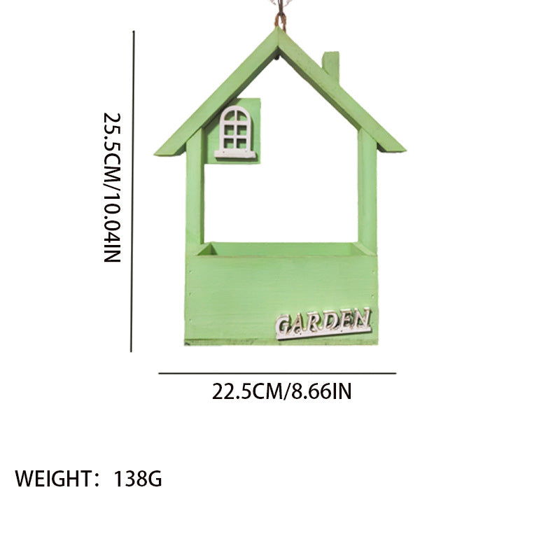 Brown Charming Wooden House Hanging Bird Feeder - Attract Wild Birds to Your Garden