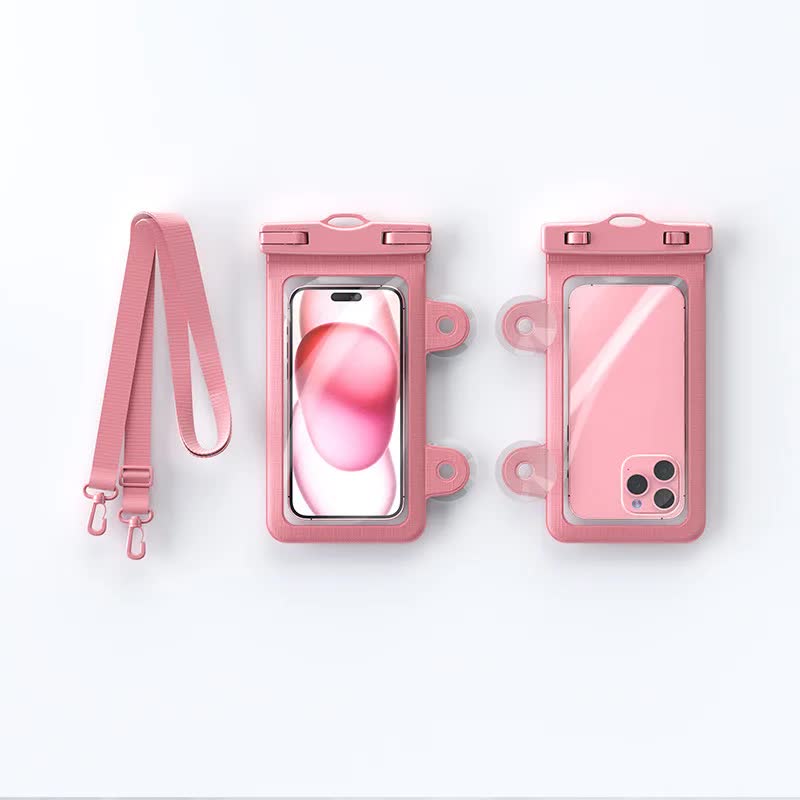 Pink 2-Pack Universal IPX8 Waterproof Phone Pouch with Lanyard - Touch Sensitive Case for Swimming &amp; Outdoor Sports