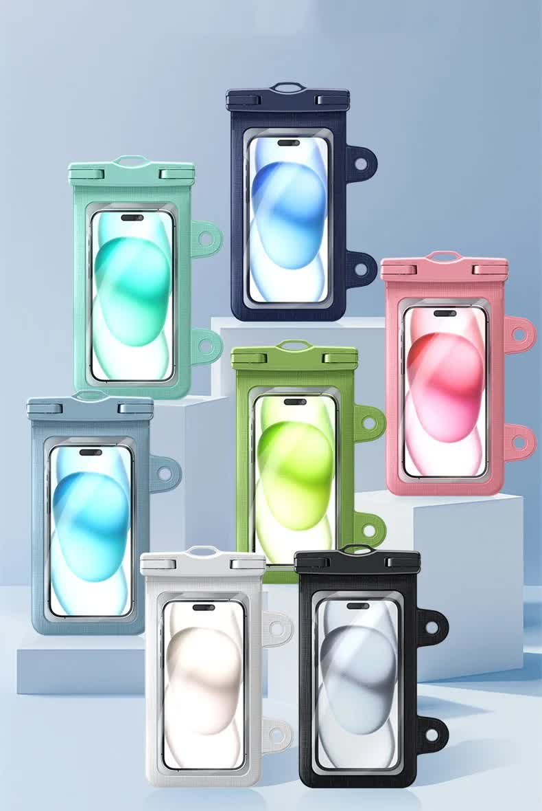 Blue 2-Pack Universal IPX8 Waterproof Phone Pouch with Lanyard - Touch Sensitive Case for Swimming & Outdoor Sports