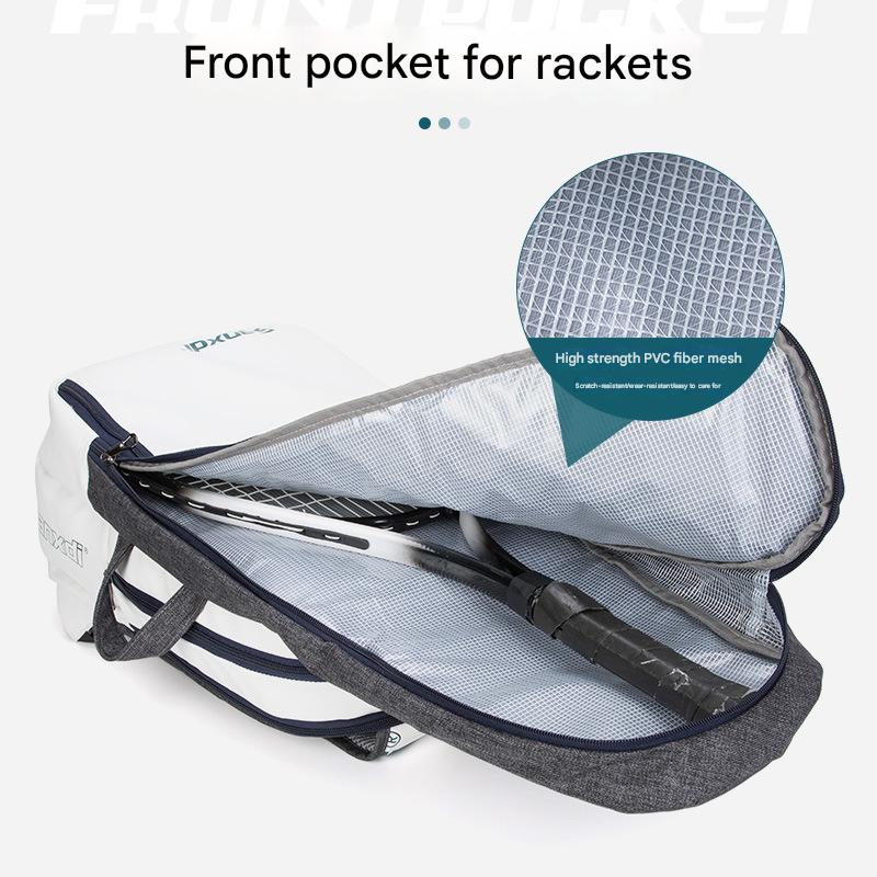 Blue and White Multifunctional Tennis & Badminton Backpack - Waterproof Racket Bag with Shoe Compartment