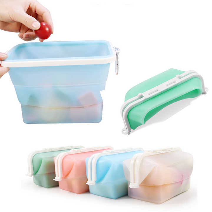 2 Pcs Pink Collapsible Silicone Food Storage Container - Microwave & Freezer Safe Lunch Box