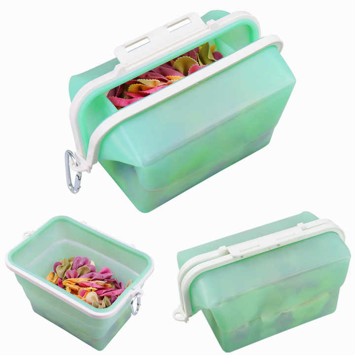 2 Pcs Pink Collapsible Silicone Food Storage Container - Microwave & Freezer Safe Lunch Box
