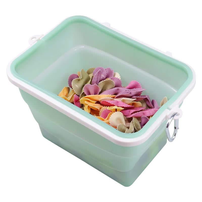2 Pcs Green Collapsible Silicone Food Storage Container - Microwave &amp; Freezer Safe Lunch Box