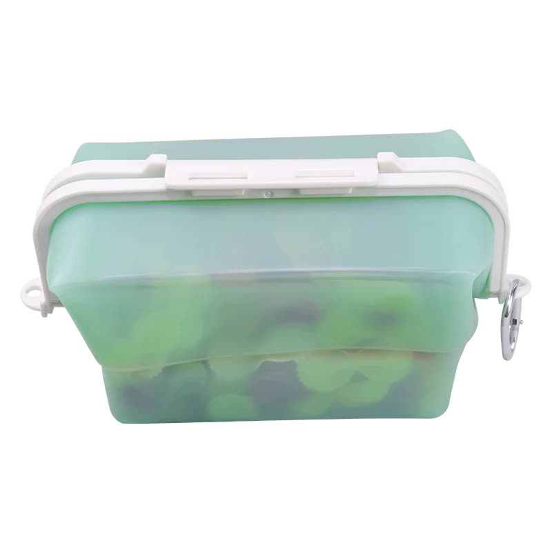 2 Pcs Green Collapsible Silicone Food Storage Container - Microwave & Freezer Safe Lunch Box