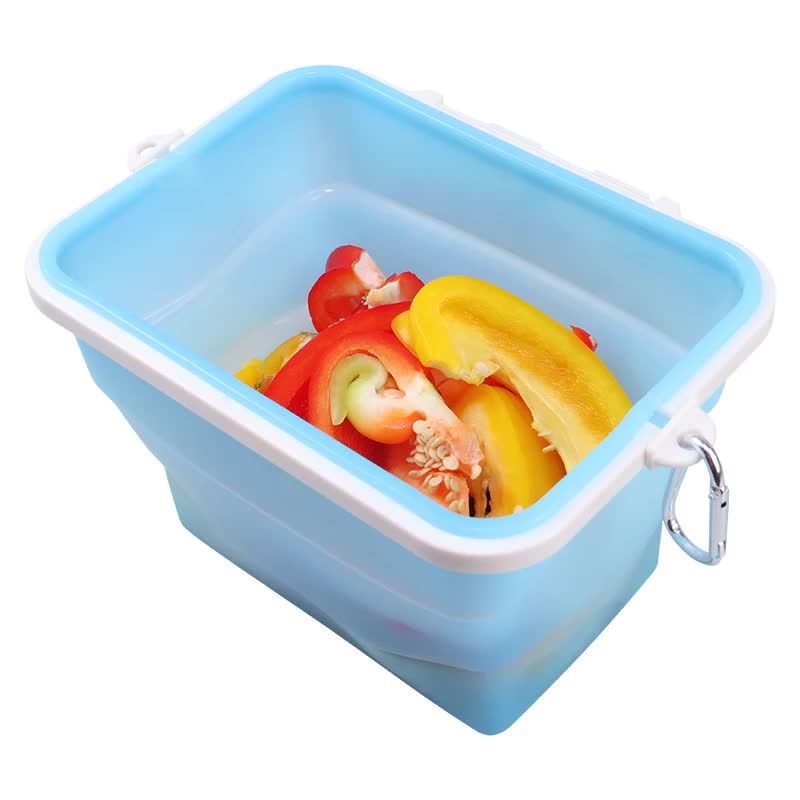 2 Pcs Blue Collapsible Silicone Food Storage Container - Microwave &amp; Freezer Safe Lunch Box