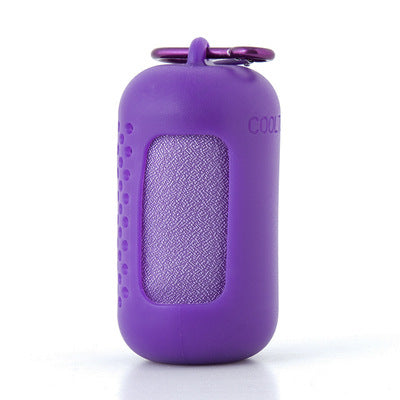 Purple Quick Dry Cooling Towel Set (2 Pack) - Microfiber Sport Towels with Silicone Cases &amp; Carabiners
