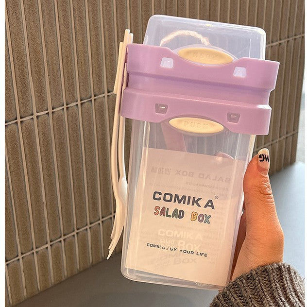 Purple Portable Salad &amp; Breakfast Cup On-the-Go - Dual Compartment Container with Spork